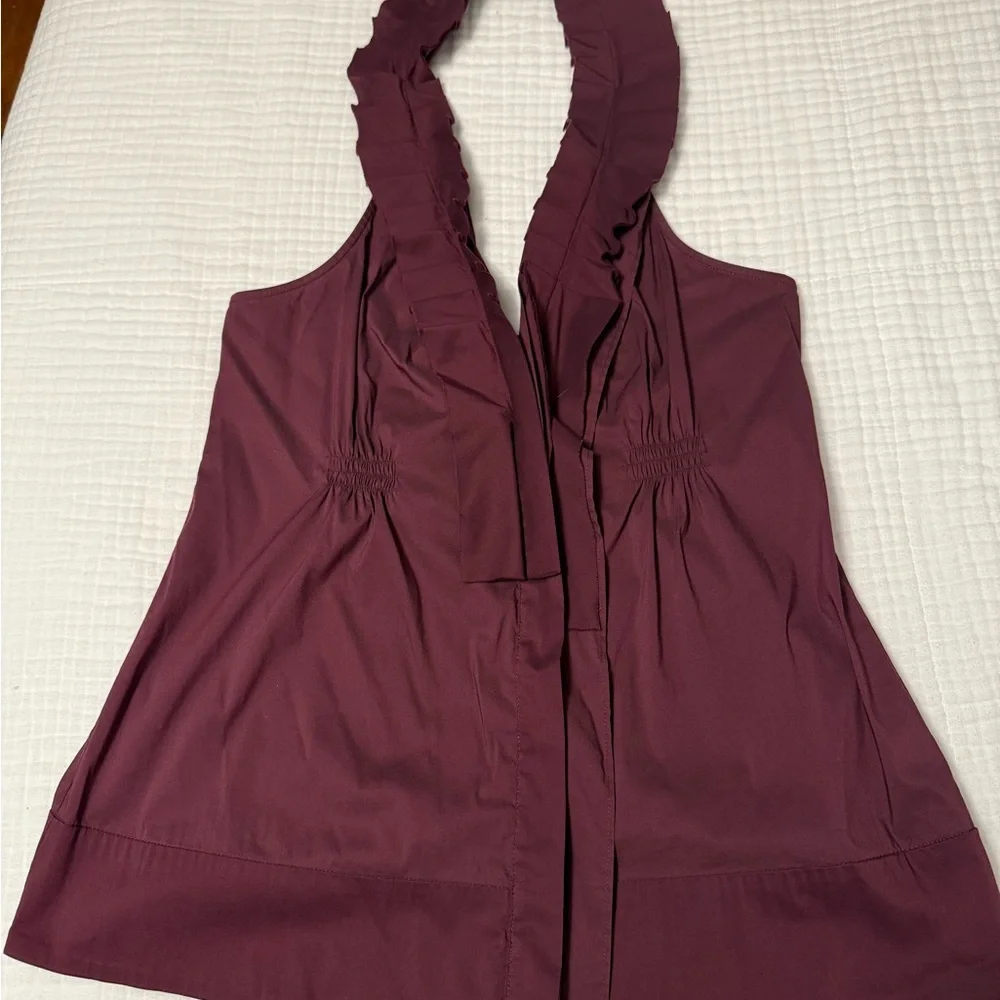 BCBGMaxAzria Red Ruffled Halter Tank Top - Picture 1 of 4